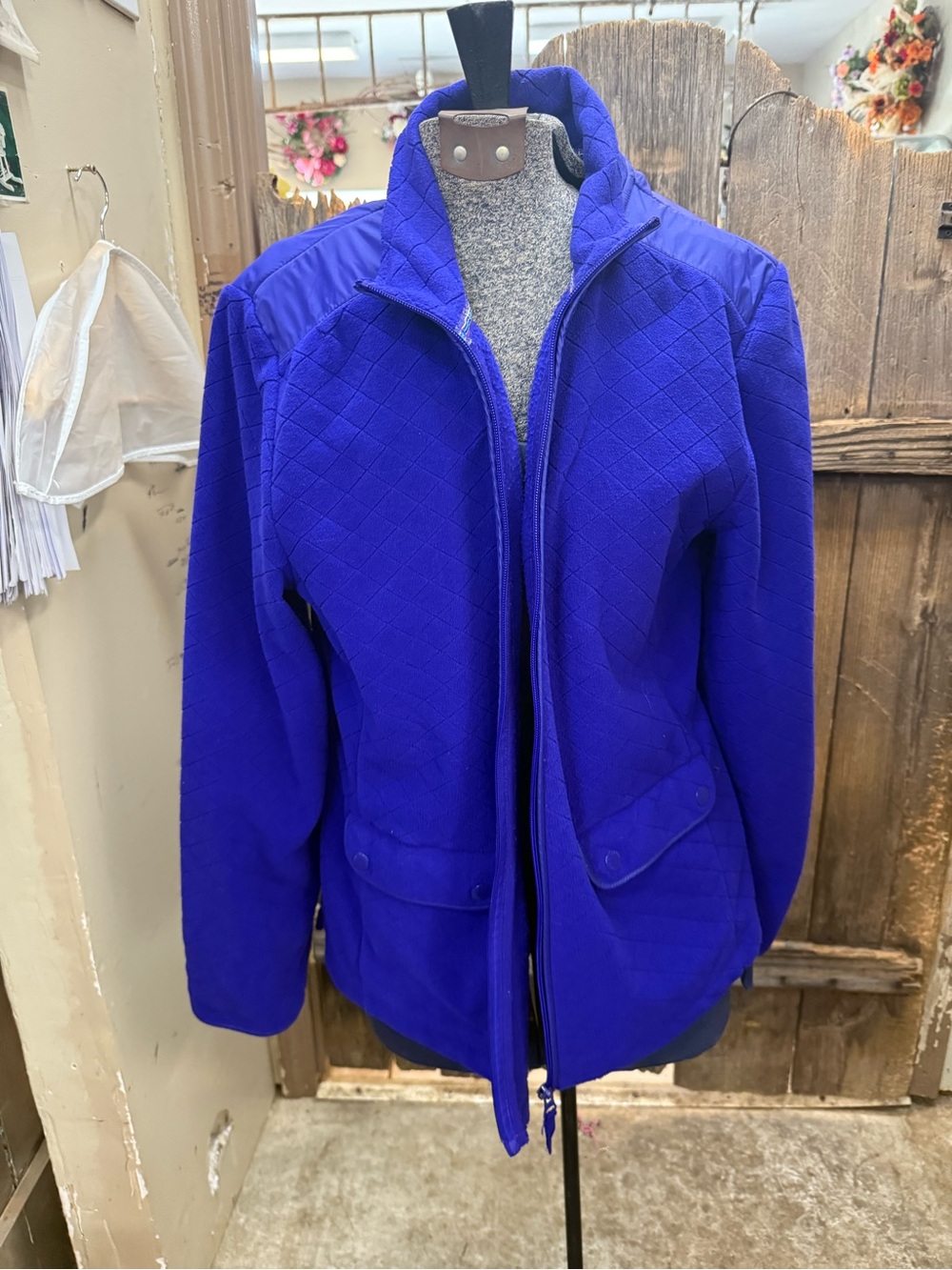 Talbots Quilted Utility Jacket in Cobalt Blue